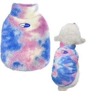 Fleece Dog Sweater Size XXL Sweatshirt Jacket Plush Soft Pink & Blue Tie Dye